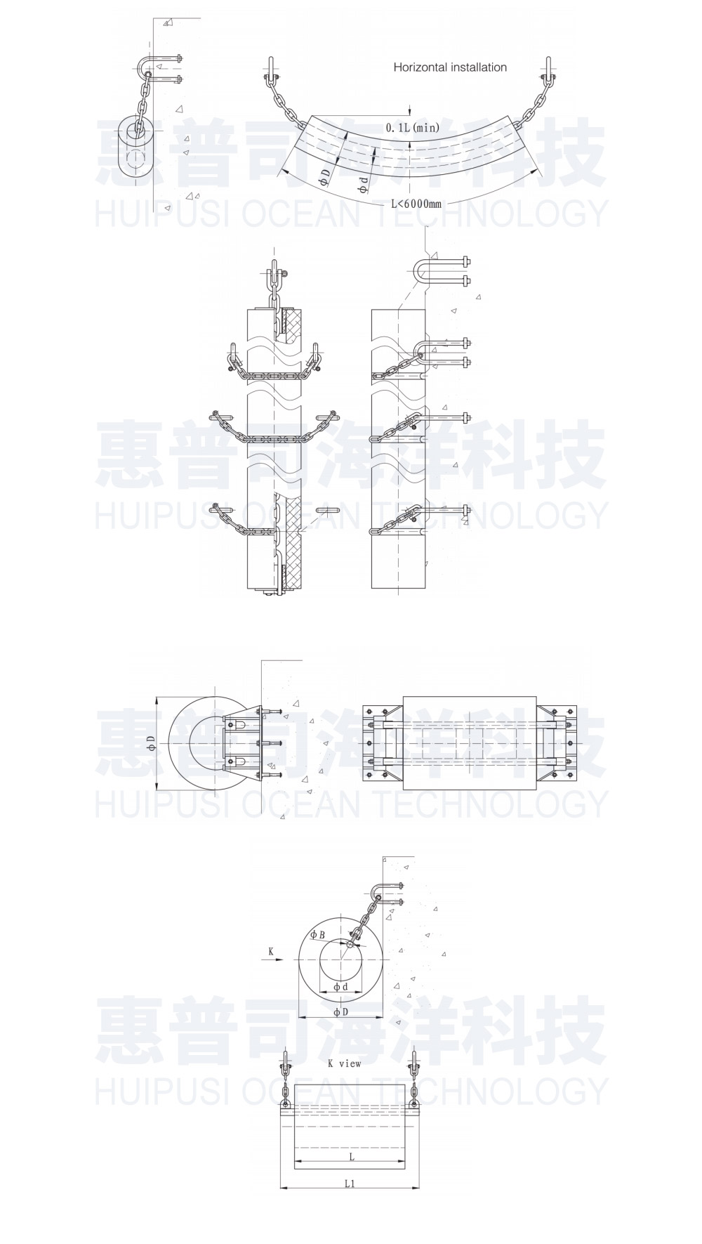 2圆筒型橡胶护舷安装示意图